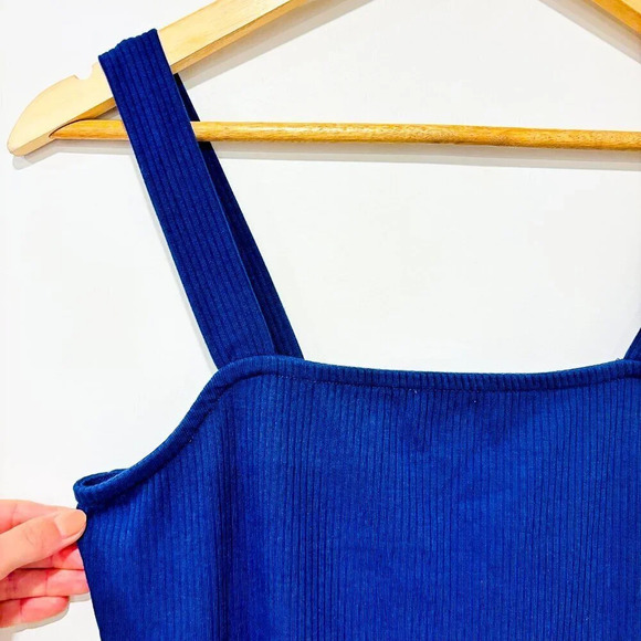 THE DROP Navy Amelia ribbed dress | Fitted midi summer dress | Medium * - Picture 6 of 9